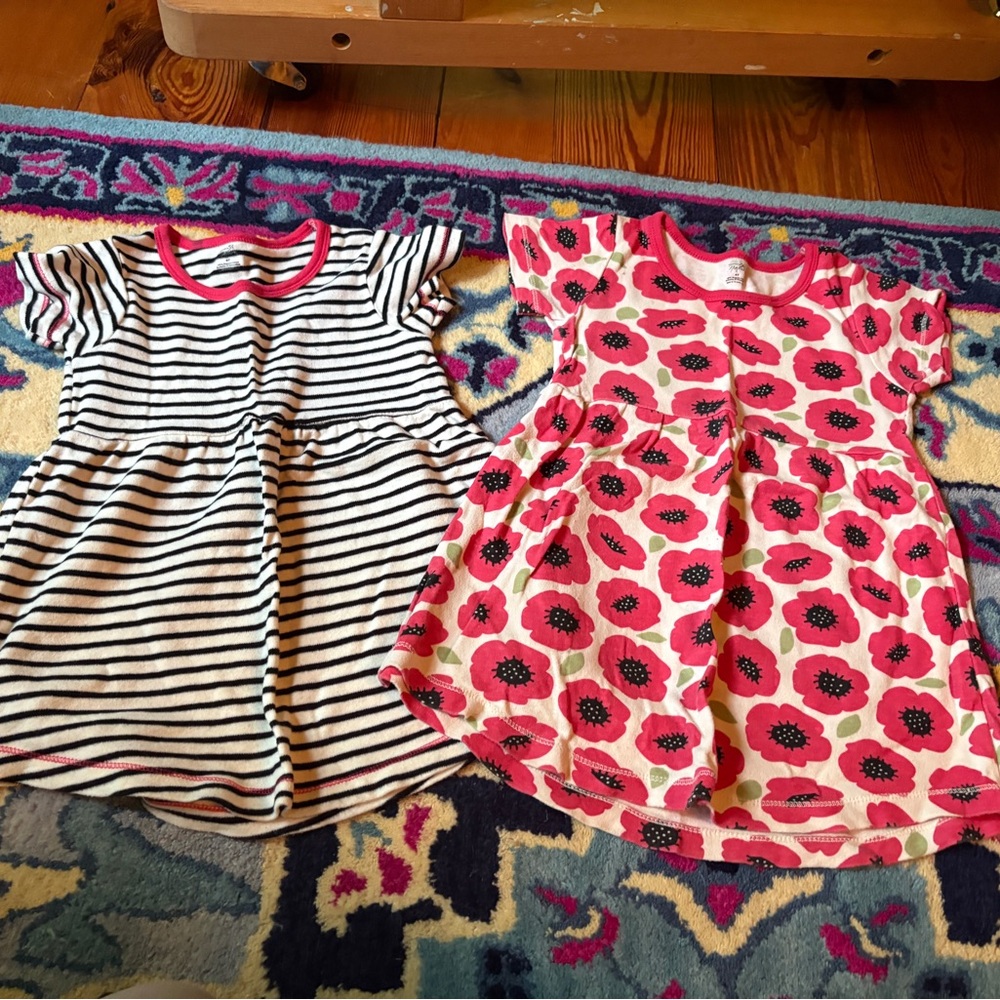 Touched by Nature Girls' Floral Short Sleeve Organic Cotton Dress lot 4T